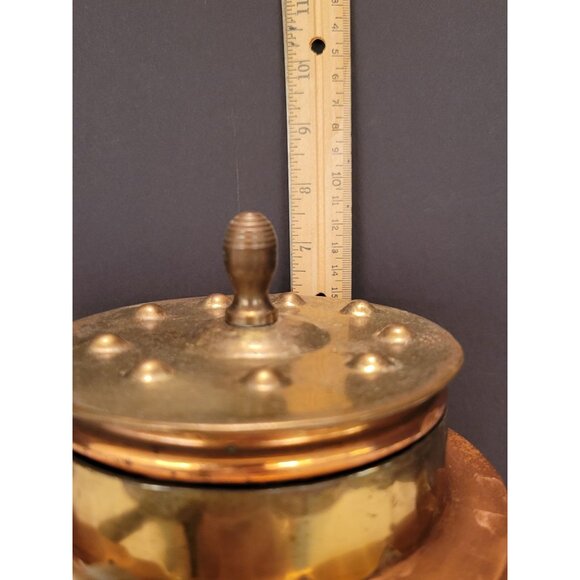 Large Vintage Brass & Copper Teapot Kettle W/ Removable Lid Made in Belgium - Picture 10 of 12